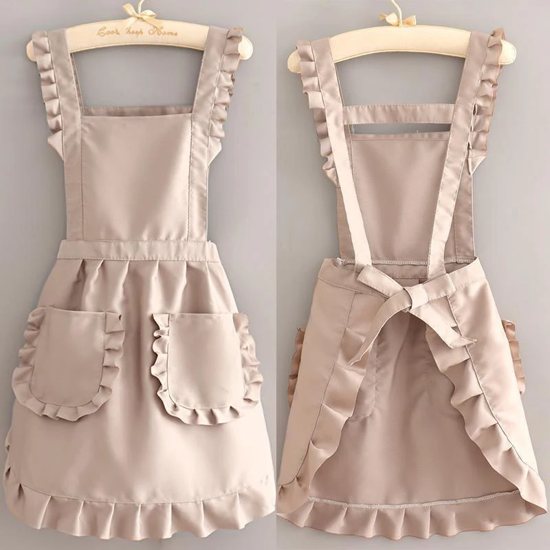 1Piece Cute Korean Style Apron Female Nail Shop Kitchen Coffee Overalls Home Cooking Cleaning Sleeveless Apron Kitchen Shop