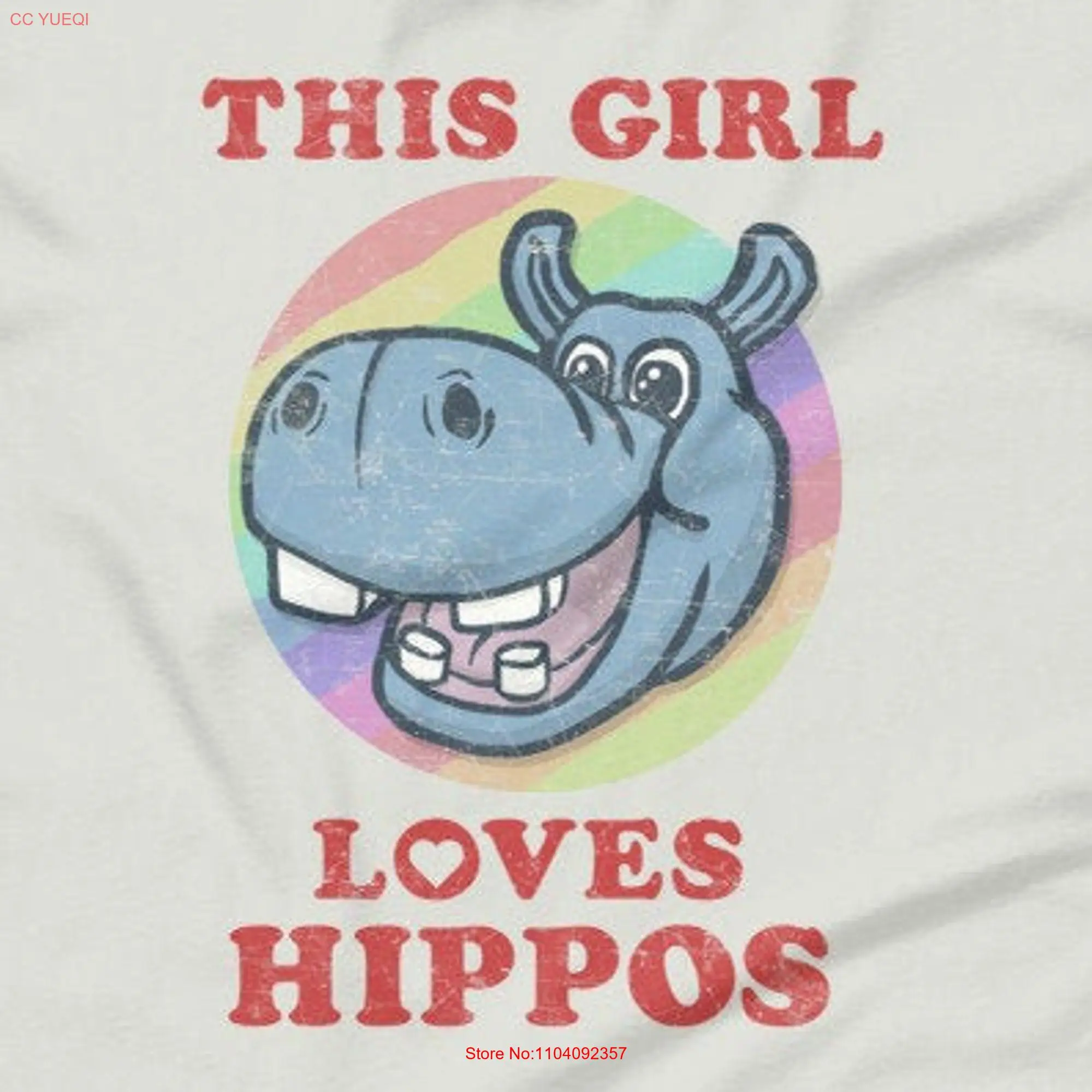 Hippo T Shirt s Rainbow Cute Lover Womens This Girl Loves Hippos Animal long or short sleeves