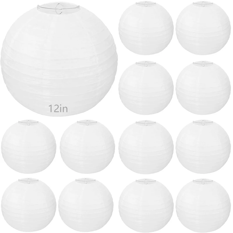 30 Pack 12 Inch Chinese Paper Lanterns White Round Paper Lanterns for Party Decorations, Weddings, Birthdays