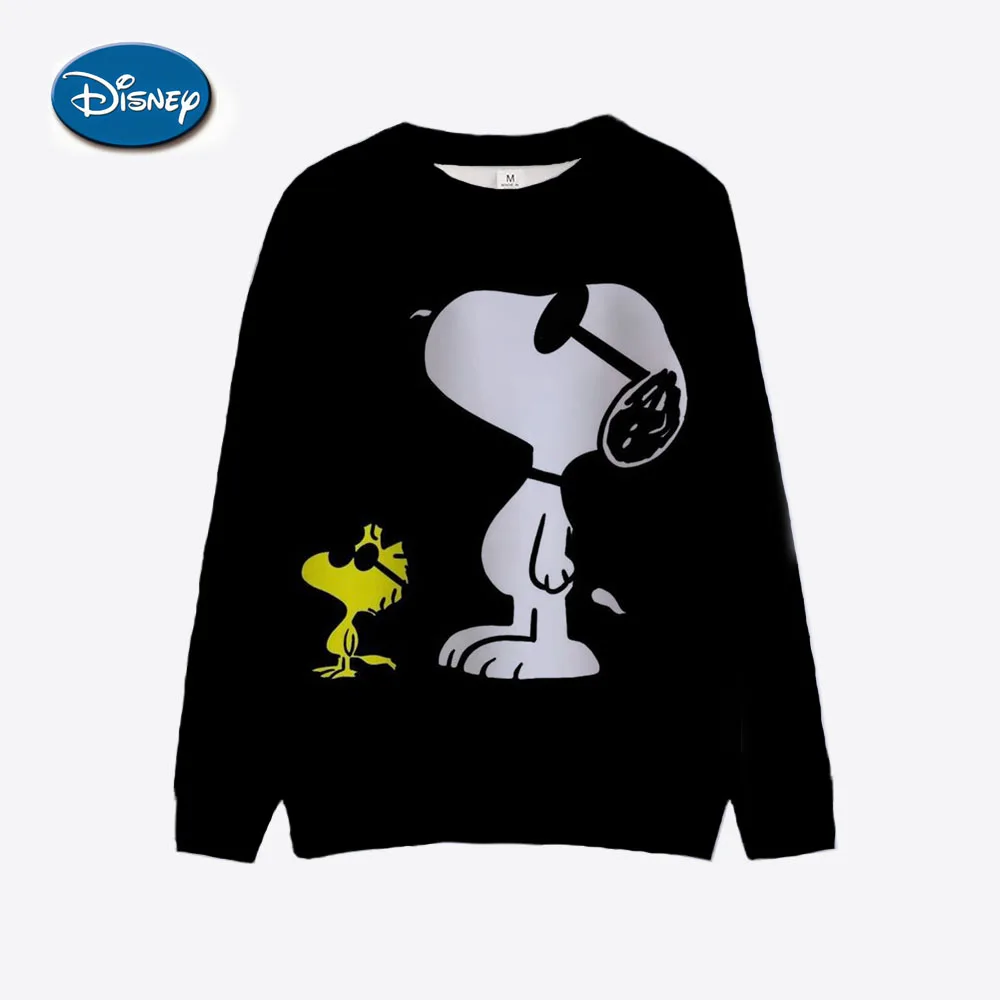 2024 New Cartoon Disney Cute Snoopy print Ladies Sweatshirt Crew Neck Loose Pullover Autumn Fun Print Long Sleeve Top