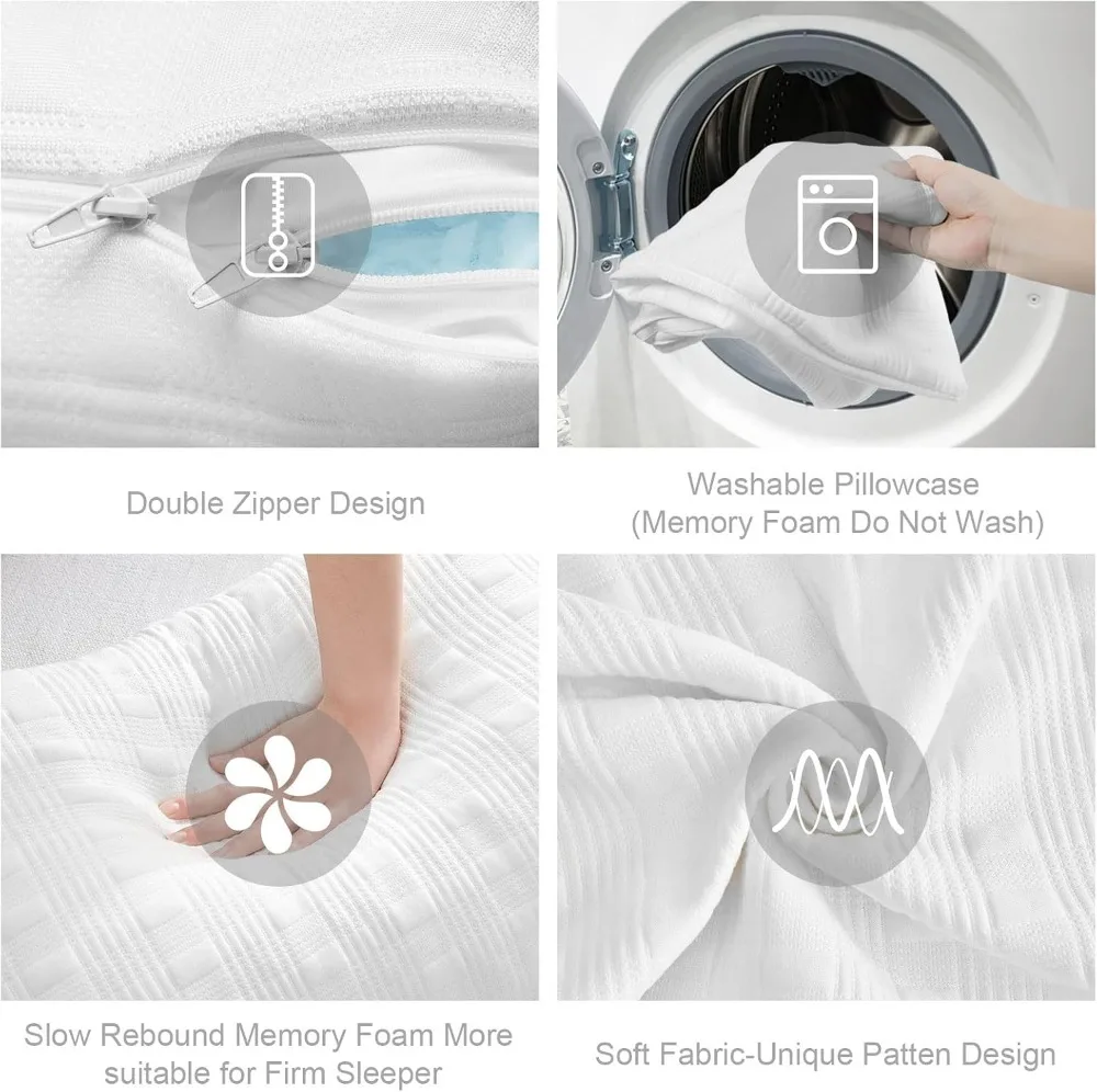 Cooling Pillows for Sleeping, Standard Size Set of 2, Shredded Memory Foam, Adjustable Loft for Side & Back Sleepers view 5