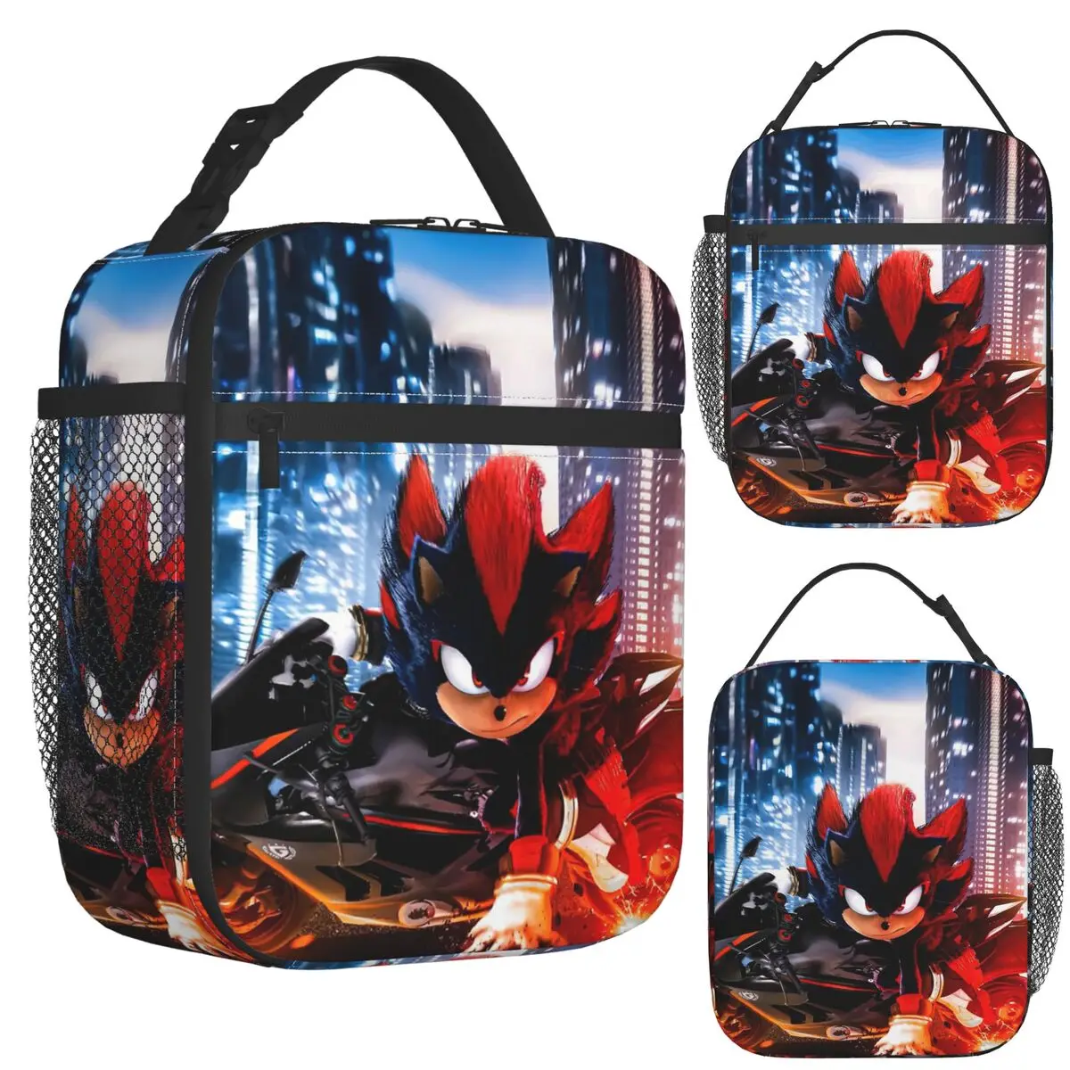 

Shadow The Hedgehog Insulated Lunch Bag for School Bento Storage Food Boxes Portable Container Cooler Thermal Lunch Box Tote