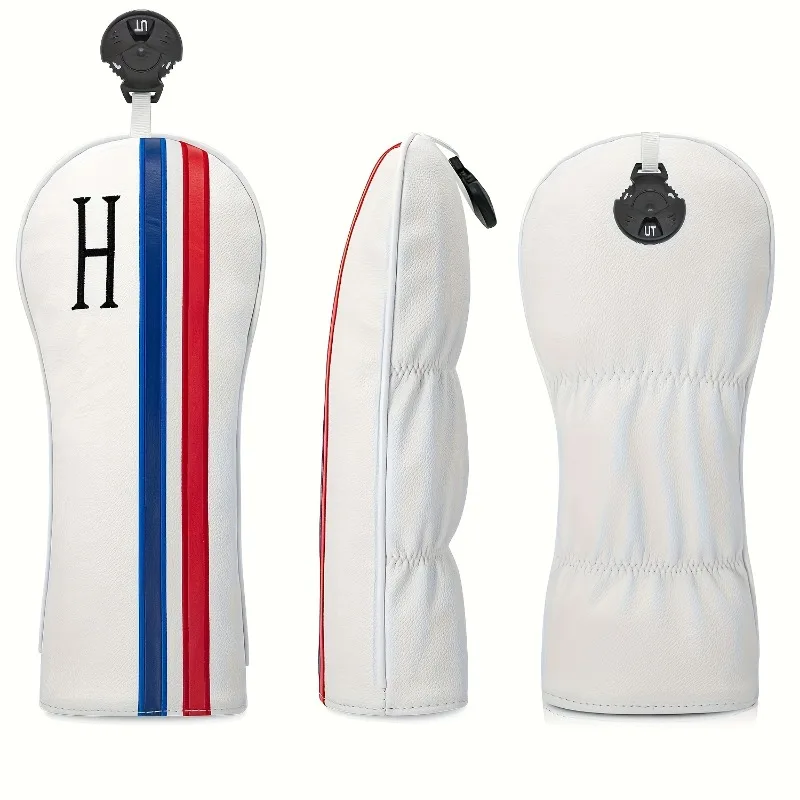 قطعة واحدة من غطاء رأس نادي الجولف، نسخة مخططة حمراء - مادة صناعية متينة، ملحقات نادي الجولف، حماية للرأس