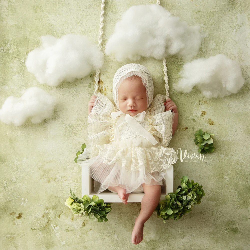 

Newborn Photography Dresses Headband Swing Decorate Props 0-1 Month Baby Accessories Studio Baby Jumpsuit Photo Shoot Costume