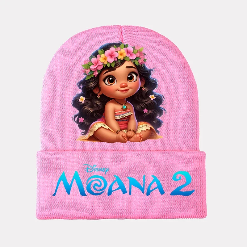 Disney Moana Knitted Hat Girl Cute Cartoon Anime Woolen Hat Winter Fashion New Warm Thick Beanies Cap Children's Christmas Gifts