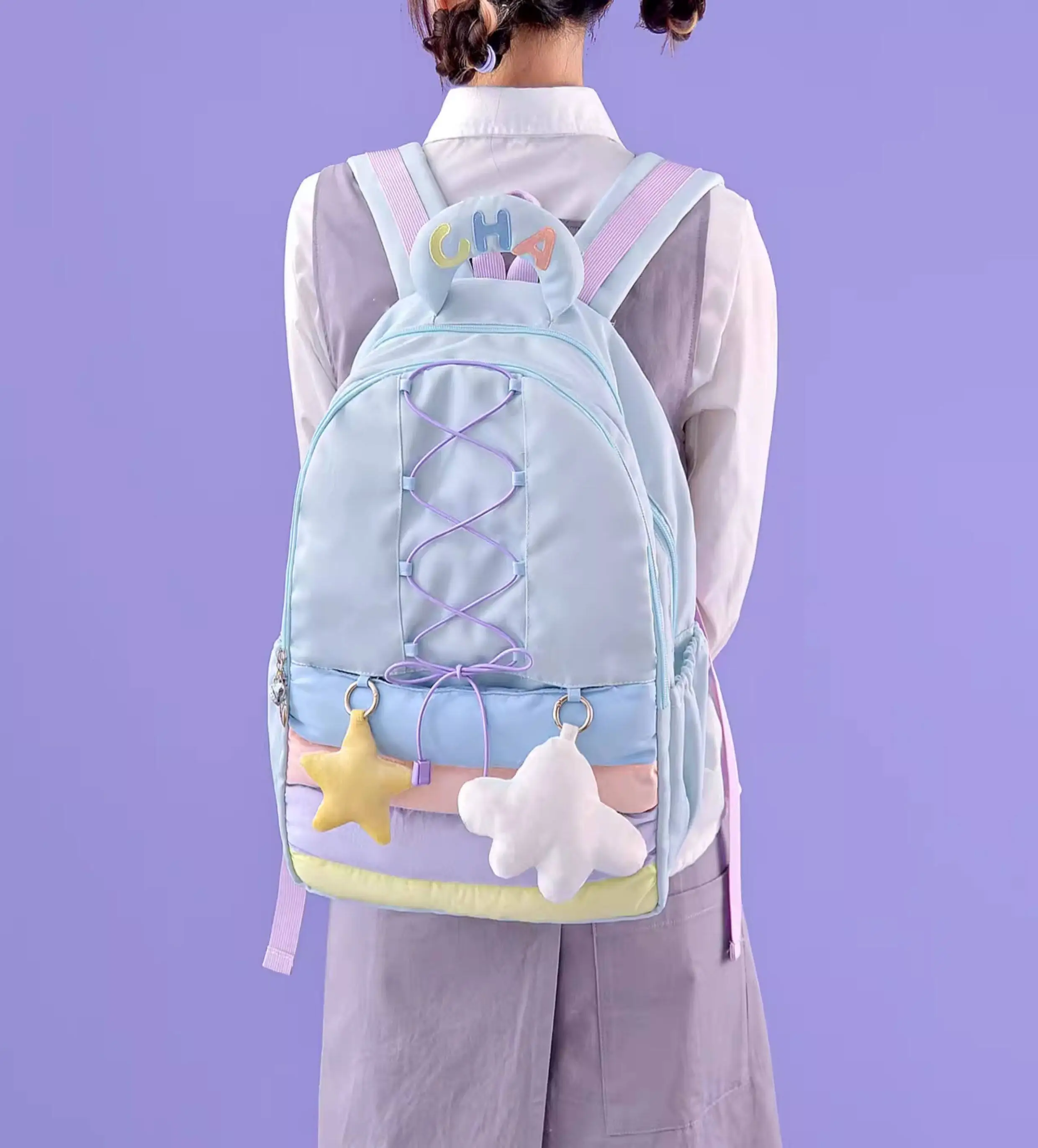 Original Lolita Cute Large Capacity Rainbow Backpack For Women New Style School Backpack For High School College Students