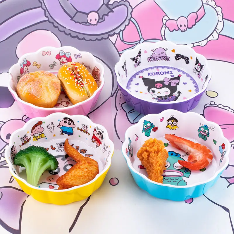 المبيعات Kuromi الأطفال الطفل وعاء تناول الطعام عالية الجمال طالب عنبر وعاء الأرز غرفة المعيشة المنزلية الفاكهة وجبات خفيفة السلطانية