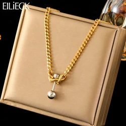 EILIECK 316L Stainless Steel Bead Ball Pendant Necklace For Women Fashion Trendy Neck Chain Waterproof Jewelry Gift Wholesale