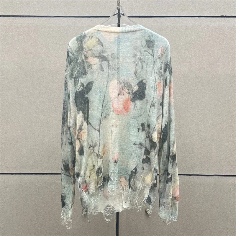 여성용 가디건 신상 신축성 니트 V넥 긴팔 가을 2025 프린트 슬림 여성 스웨터 100% 린넨 니트웨어