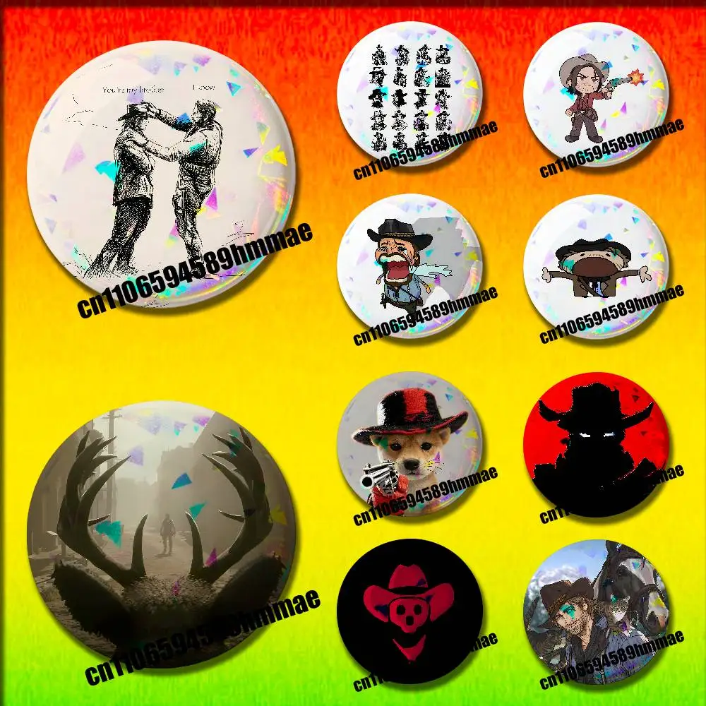 

For Red Dead R-Redemption Morgan Emblem Round Pins Insignia Badge Cover Ornament 75mm Cosplay Brooch Button