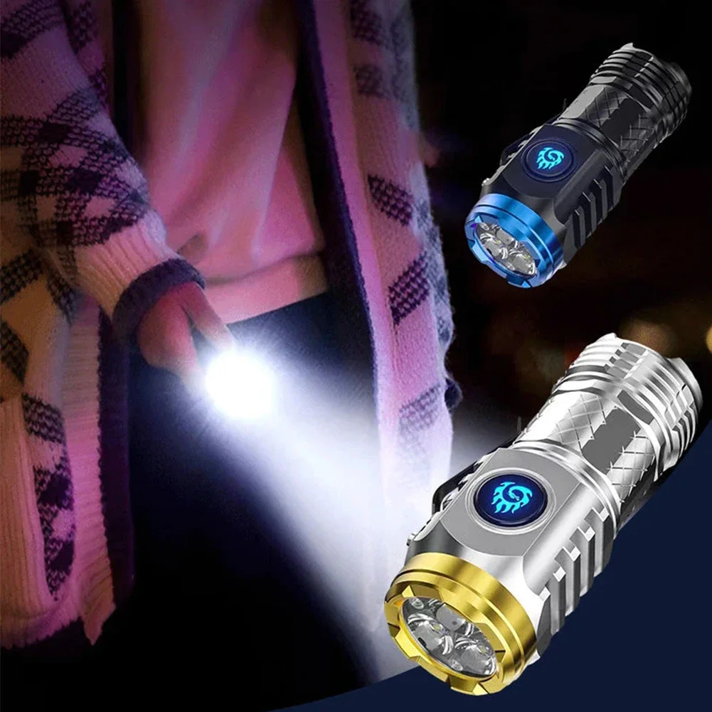 Powerful Mini LED Flashlight Super Bright Aluminium Pocket Torch 5 Modes Rechargeable Waterproof Hiking Camping Flash Light