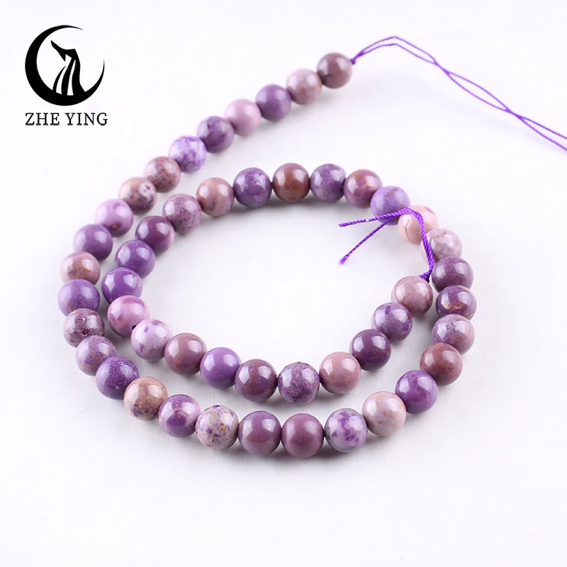 Zhe Ying New Purple Lepidolite Beads Round Loose Natural Gemstone Beads for Jewelry Making Bracelet Earrings DIY Accessories