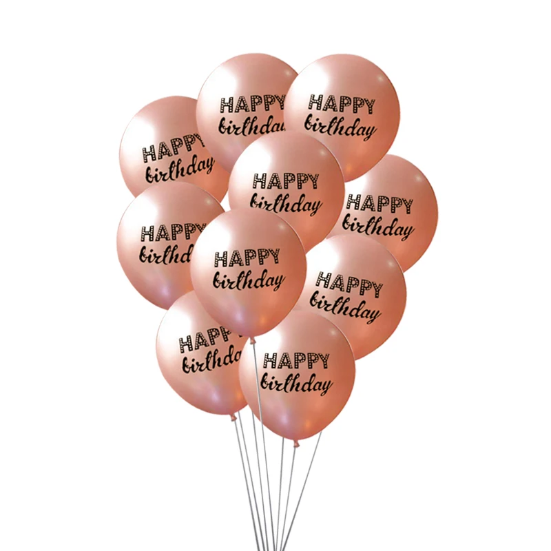 1set 12inch Rose Gold Happy Birthday Latex Balloons Combination Birthday Party Baby Shower Decoration Supplies birthday balloon