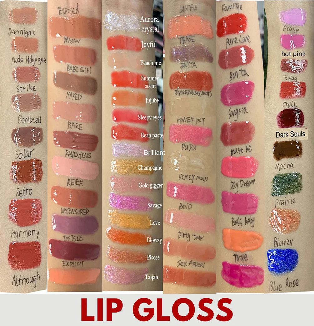 Lucidalabbra/olio per labbra con pendente a specchio in pelle PU Pigmento per etichetta privata Idratante a lunga durata Logo personalizzato Trucco all'ingrosso