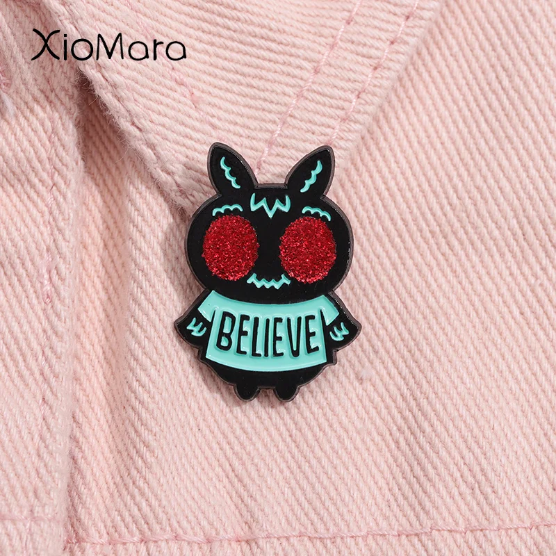 Cartoon Mothman Enamel Pin Cute Glitter Red Eye Insect Moth Brooch Lapel Backpack Denim Jacket Badge Jewelry Gift For Fiends