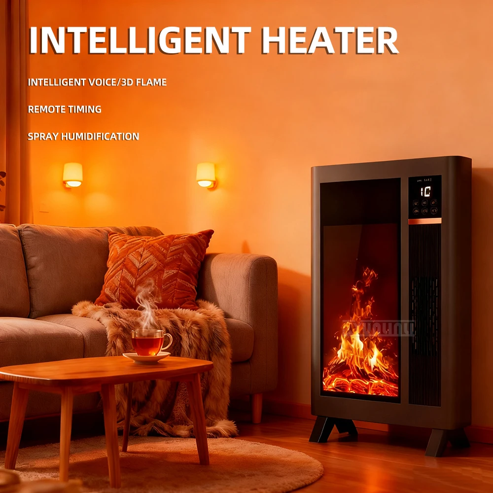 

Электрический камин-обогреватель с голосовым управлением AI, пультом ДУ, эффектом пламени и увлажнителем воздуха