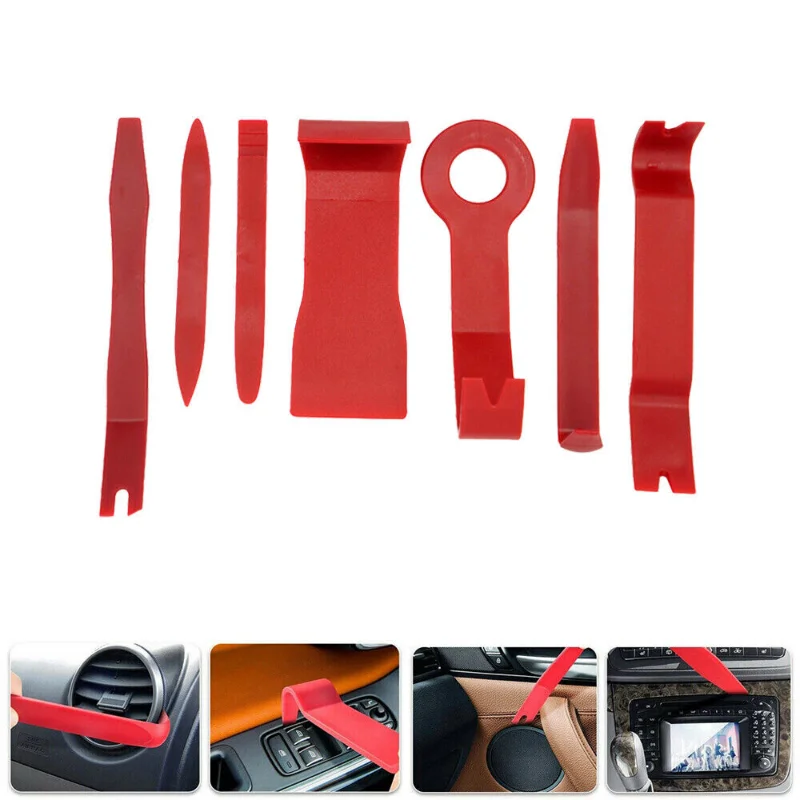 

8x Car Interior Trim Door Panel Removal Tools Molding Set Pouch Pry Tool Kit Red