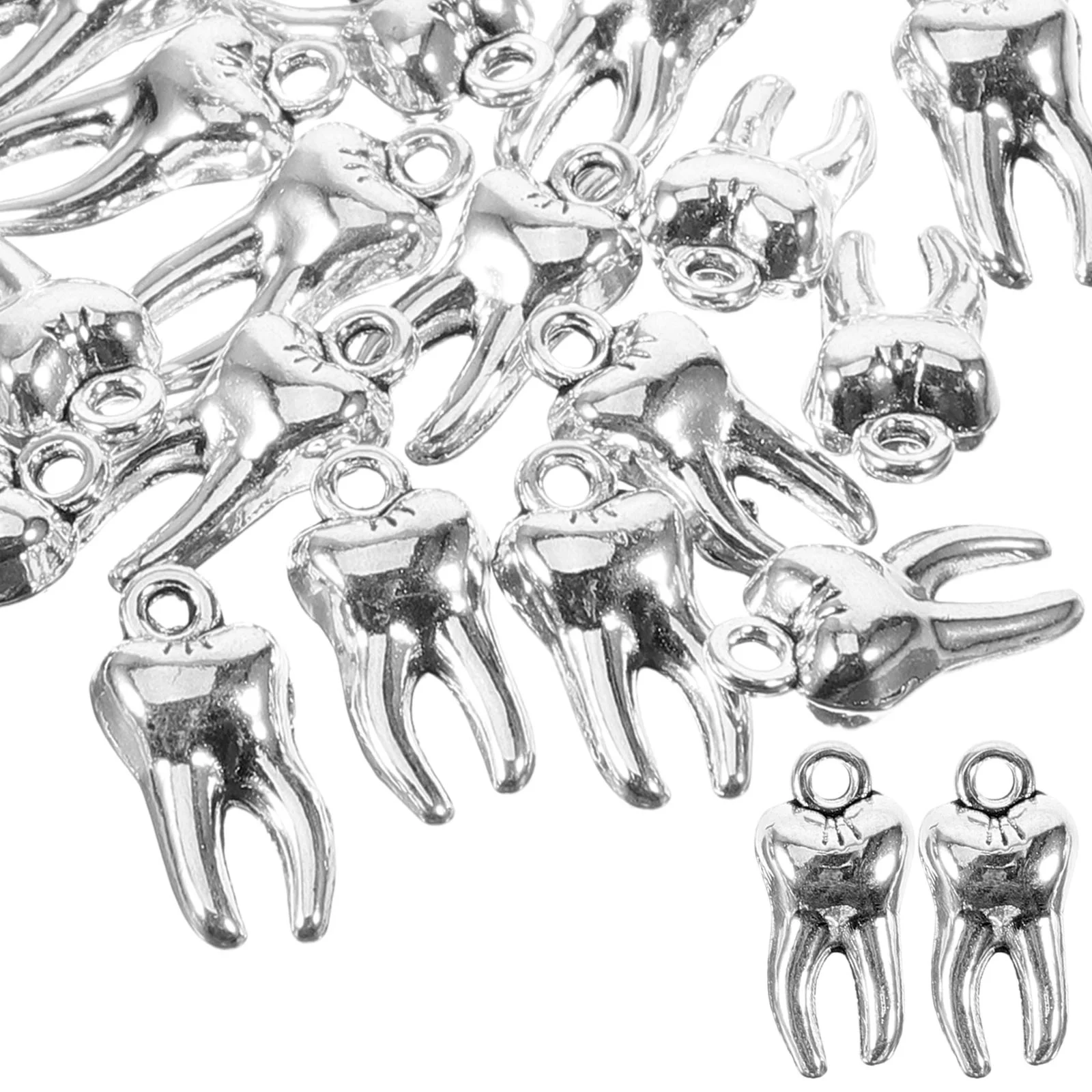 50 Pcs Novelty Teeth DIY Charms Dangle Earrings Fake Ornaments Metal Necklace Pendant