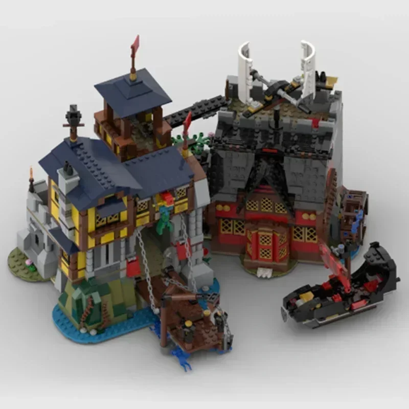 Moc อาคารอิฐทหารรุ่นปราสาทนางเงือกและ Pirate Tavern เทคโนโลยี Modular Blocks ของขวัญคริสต์มาส Tos DIY ชุดประกอบ