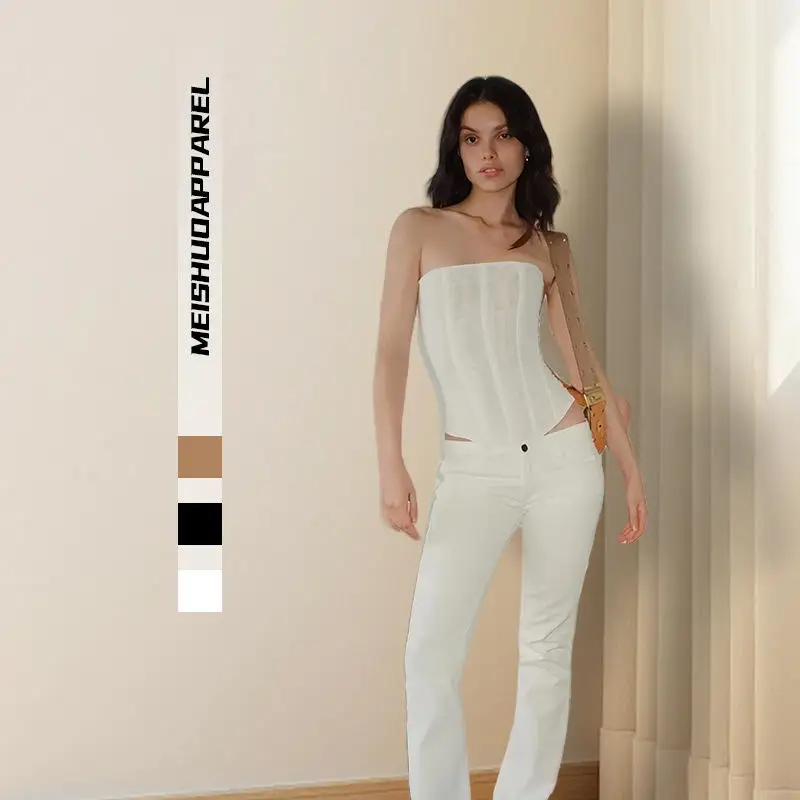 Minceur transparent enveloppement poitrine haut débardeur Sexy polyvalent taille cintrée été Faion ensemble femmes Svel Patchwork Sle