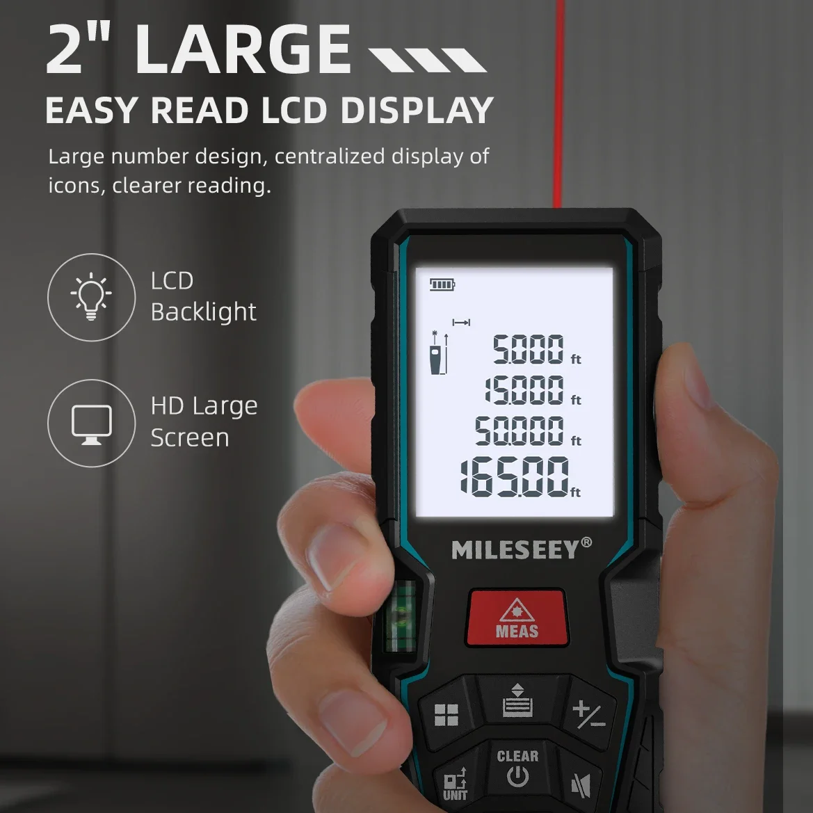 MILESEEY Laser Distance Meter D5T Bluetooth Laser Tape Measure Smart Tape measure with  APP, can Hand-drawn Plan on APP