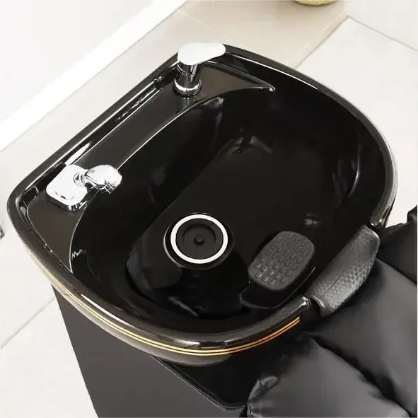 Modern luxury barber shop hair salon furniture washing backwash shampoo station sink basin and chair shampoo chairs with bowl