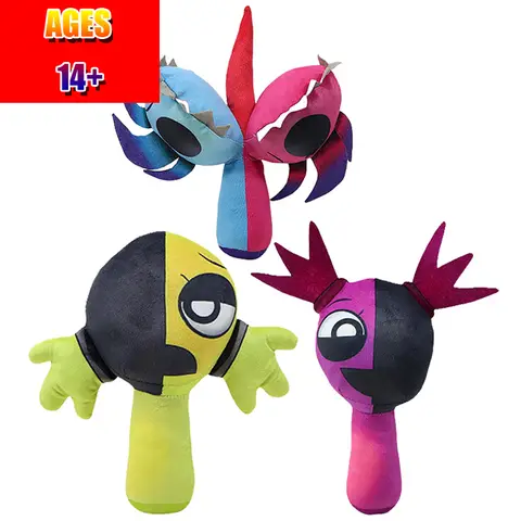 2025 새로운 Sprunki Incredibox 플러시 장난감 Sprunki 귀여운 인형 부드러운 인형 컬렉션 룸 장식 베개 어린이를위한 생일 선물 장난감