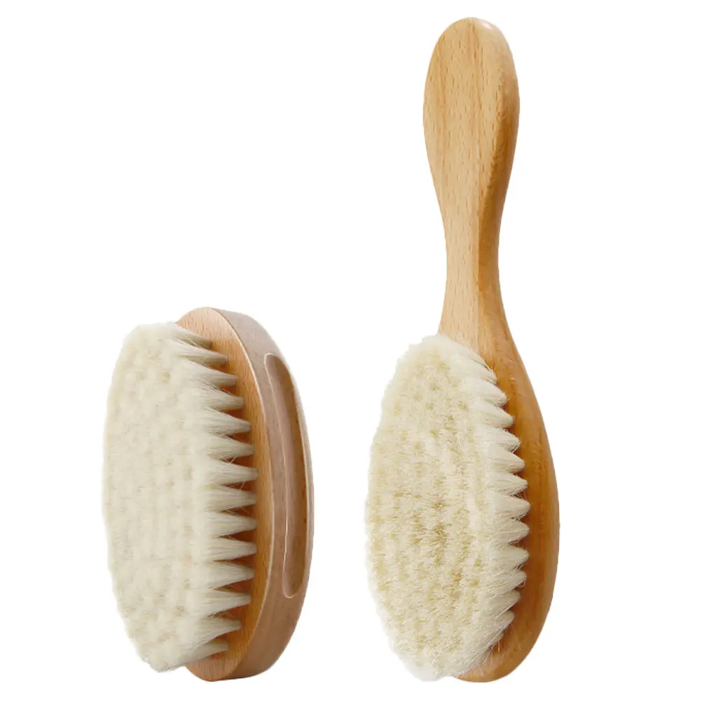 

2Pcs Wool Brush Natural Wool and Wood Shower Bath Hair Cleaning Hairdressing Styling Brush Detangles Scalp Care