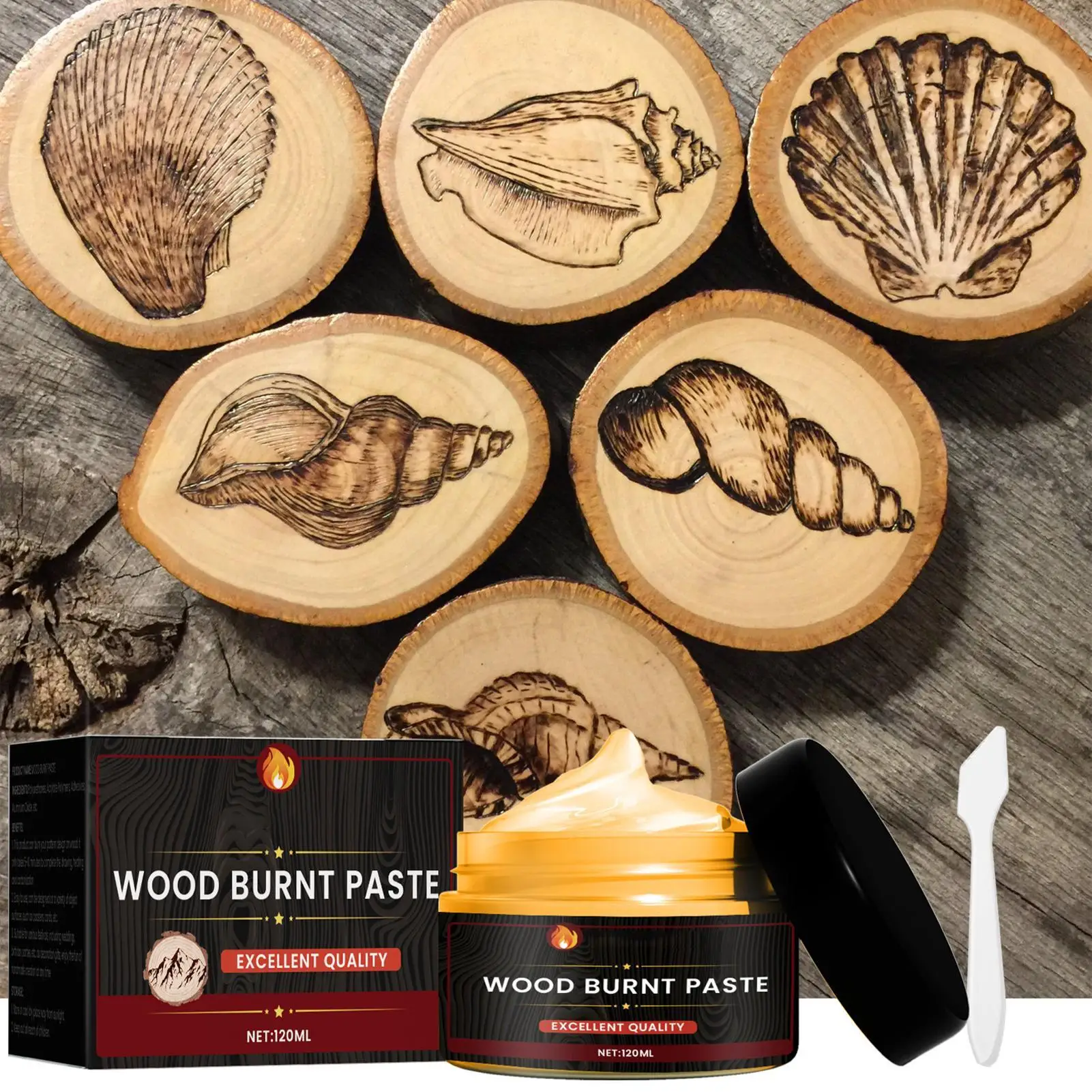 Wood Burning Paste Heat Activated Combustion Tool Flame Paste for Wood for Canvas Leather Fabric Adults Women Men Students