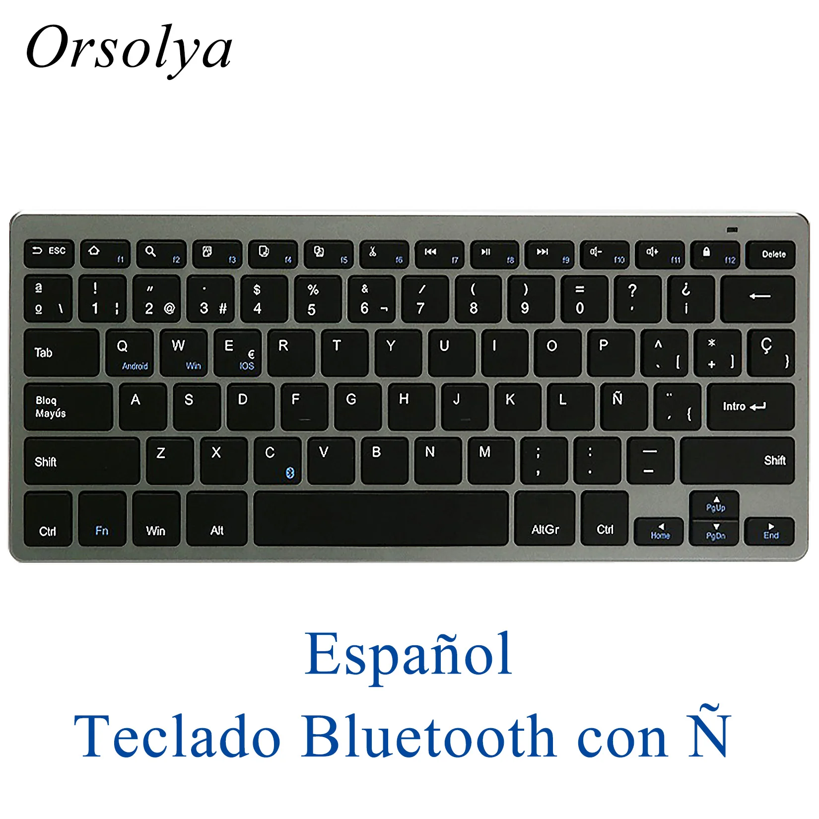 Spanish Bluetooth Keyboard Ultra Thin Portable Mini Wireless Keyboard for Laptop PC Mac Tablet iPad Phone Android iOS Windows