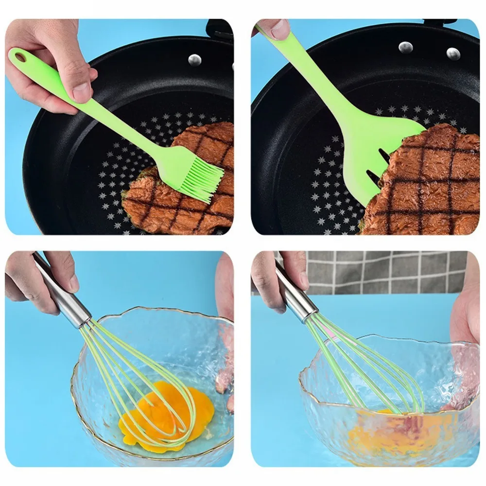 5pcs Safe Silicone Kitchen Utensils Set Heat Proof Seamless Cooking Utensils Set Nonstick Cookware Spatula Set Kitchen Home Use