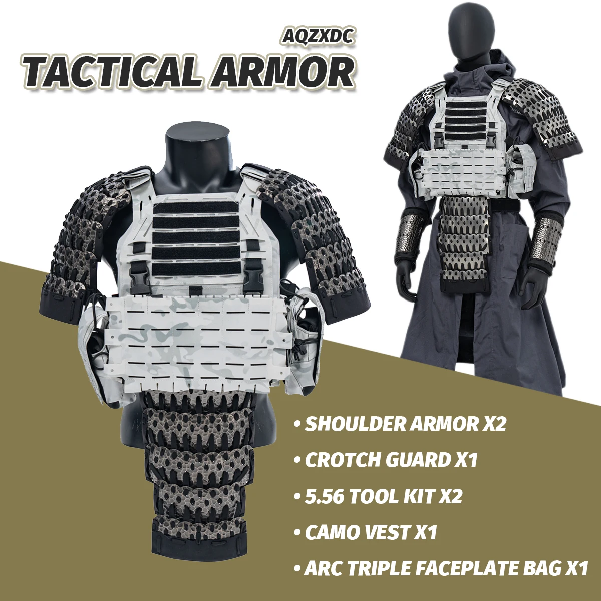 

Tactical Shoulder Armor with Shoulders Crotch Protectors Vest Stainless Steel Metal Protection Airsoft Paintball Protective Gear