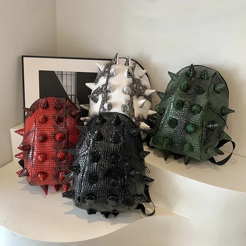 PU Zipper Portability Backpack Fashionable Simple Play Tricks Individuality Originality Sea Cucumber Hedgehog Student Bag