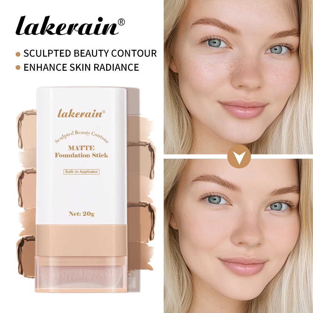 عصا كريم أساس غير لامعة تغطية مقاومة للماء للسفر، عصا كريم أساس لا تشوبه شائبة، خفيفة الوزن لتعزيز إشراق البشرة، مكياج الوجه #2