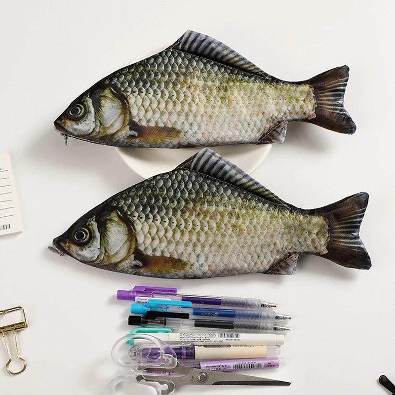 Amusing Fish-Molded Pen Container, Crucian Carp Shaped Pencil Holder, Stationery Organizer, Kid's School Supplies