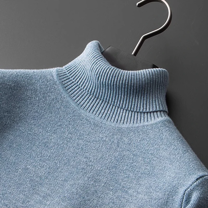 メンズフリース裏地付き厚手長袖ニットプルオーバーセーター秋冬保温暖かいセーター軽量キャメルセーター