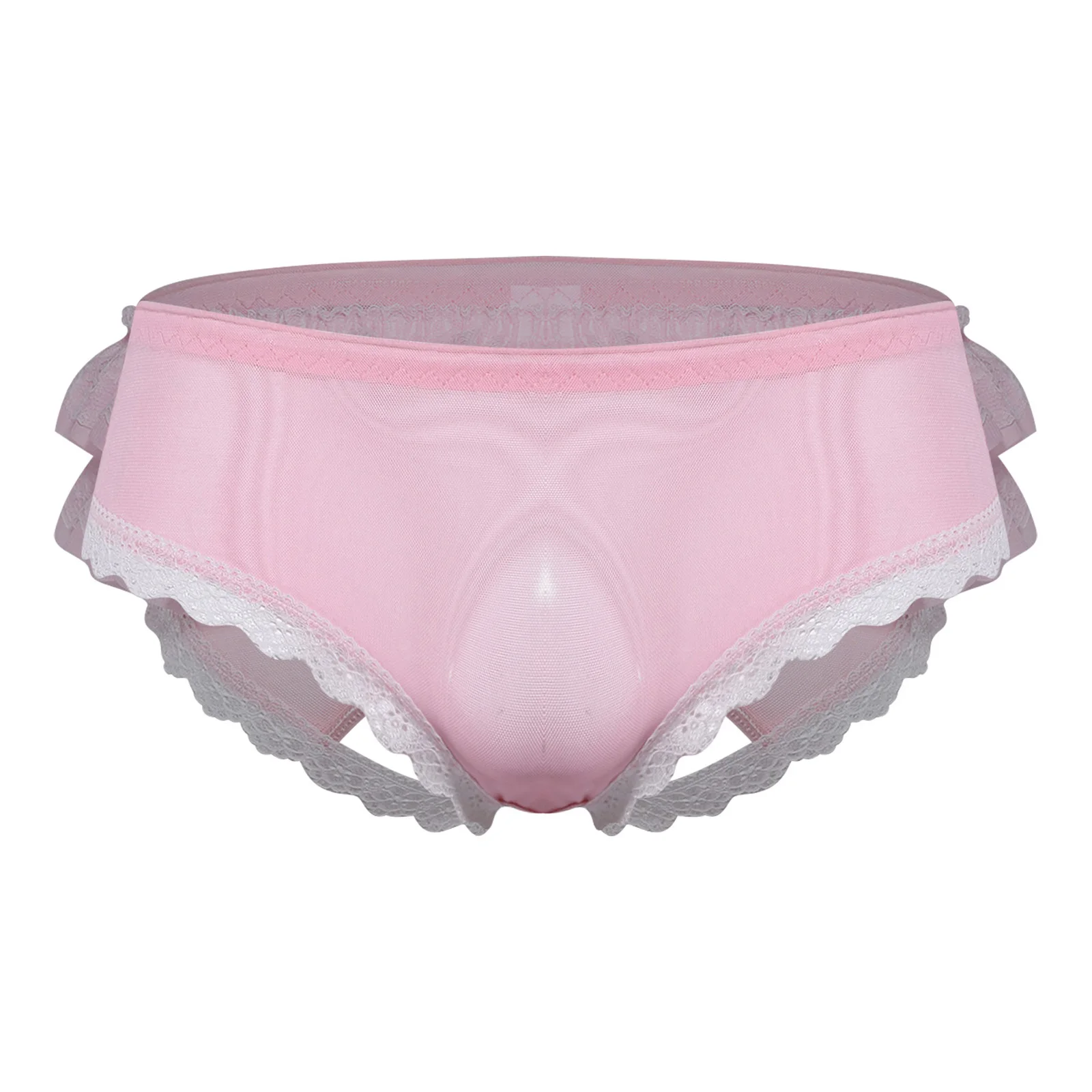 

Mens Sissy Naughty Briefs Panties Tiered Ruffled Lace Trim Cutout Crotch/Normal Crotch Underwear for Drag Queen Transvestite