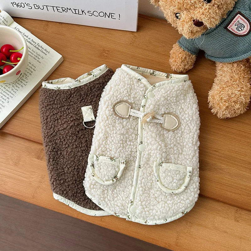 Winter Puppy Jackets Lambswool Warm Pet Vest Dog Coats Shirt Bottoming Shirt Suit Puppy Cat Clothes Yorkshire Small Dog Clothes