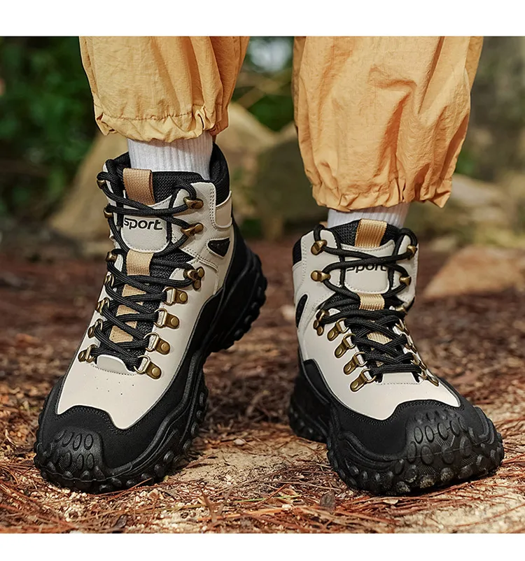 Herren-Outdoor-High-Top-Stiefel mit Dicken Sohlen, Hervorragender Griffigkeit, Besonders Geeignet für Bergsteigen und Wandern | Freizeitstiefel | Bergsteigerausrüstung und Campingausrüstung – Detail 9