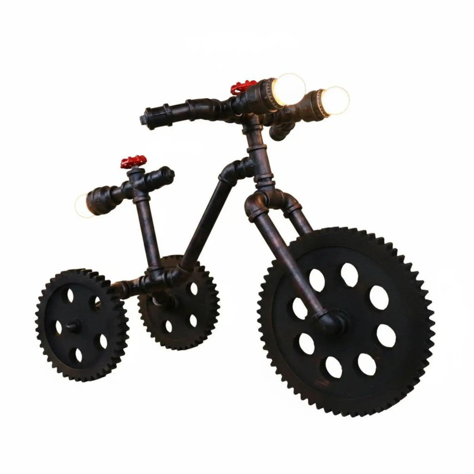 Vintage Cycle Table Lamp Metal Construction Steampunk Table Lamp Decorative Lighting Industrial Cycle-Themed Light for Bar,