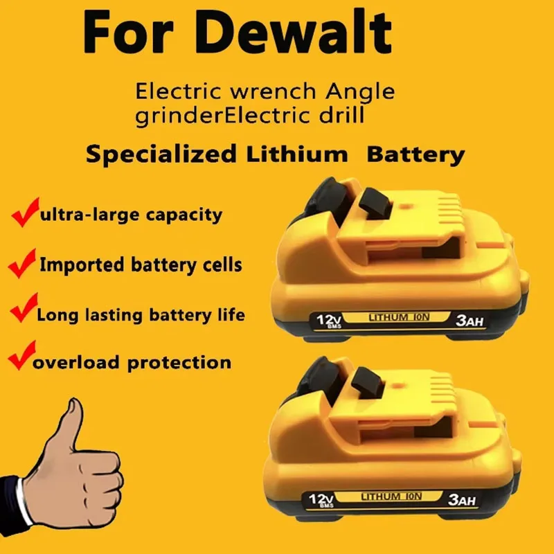 12V 3Ah 6Ah Battery 12V Replacement for Dewalt DCB120 Lithium-ion Batteries DCB125 DCB123 DCD710 Power Tools Battery view 3