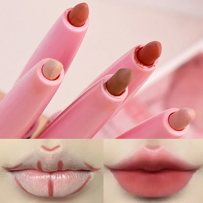 Overzicht Lipvorm Lipliner Potlood Waterdicht Langdurig Natuurlijk opvullend Non-stick Cup Lipstick Pen Make-up Cosmetica voor vrouwen