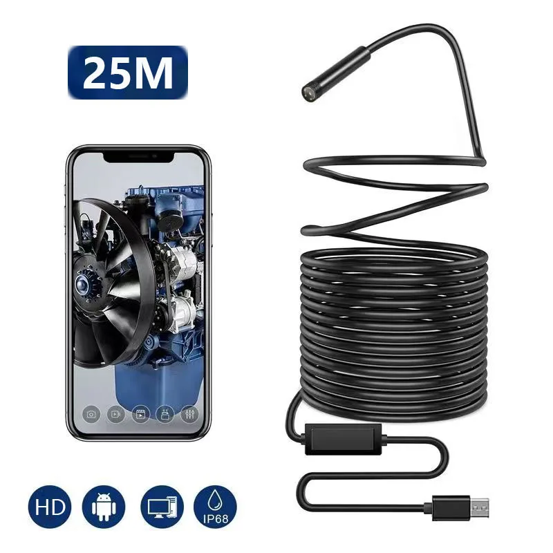 

HD Endoscope Camera USB-C Borescope Inspection Camera with 8LED Lights Flexible Waterproof Snake Camera for OTG Android Phone PC