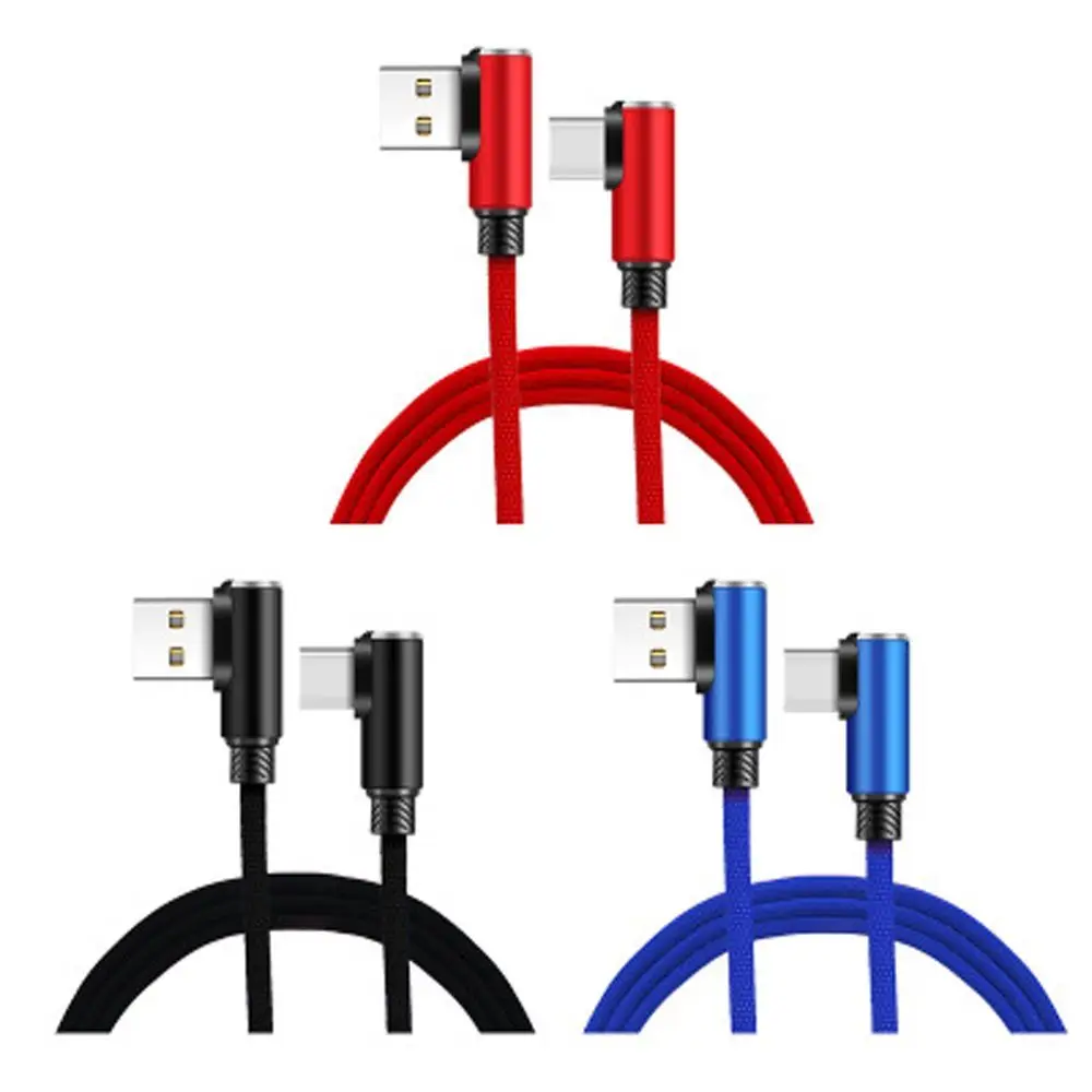 Mobile Accessories USB Cable 2.4A Micro USB Wire 90 Degree Type-C Cord Fast Charging Cable