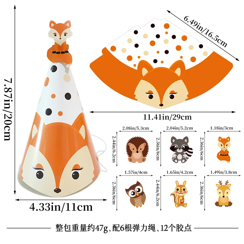 6/24PCS Wald tier dschungel party Schöne cartoon Dschungel Kegel Hüte dekoration hut Gummiband für Kinder Geburtstag party Liefert – Detail 2