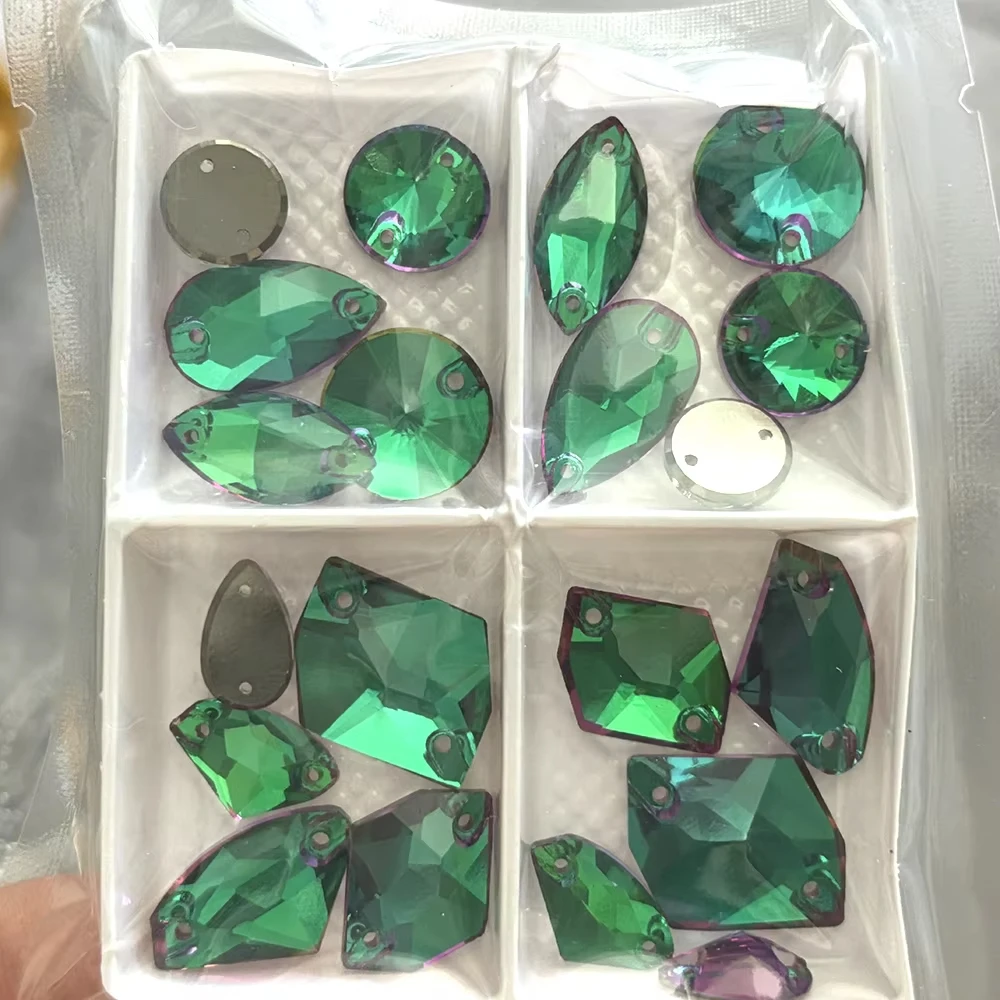 20 Stück gemischte Formen und Farben, aufnähbare Strasssteine, Rivoli Drop Navette Galactic Cosmic Strass, flache Rückseite, Kristall für Kleidung und Kleider – Detail 28