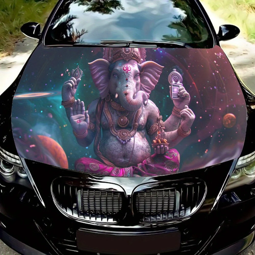 

Space Flying Elephant Pattern car hood stickers, waterproof self-adhesive, scratch resistant, easy to stick, durable car PVC sti