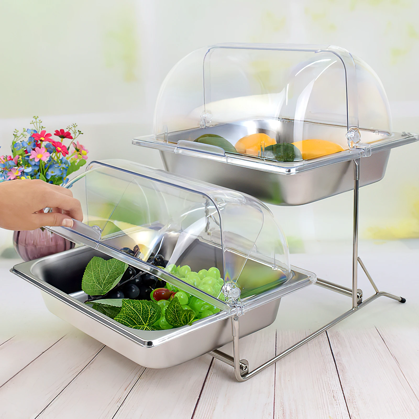 

Dustproof Food Cover Display Case Bakery Tray Pastry Showcase for Buffet Cupcake Pan Clear