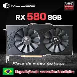 Mllse amd rx 580 8gb placa de vídeo 2048sp placa gráfica para jogos gddr5 256bit pci express 3.0 × 16 8pin radeon gpu placa de vídeo pc