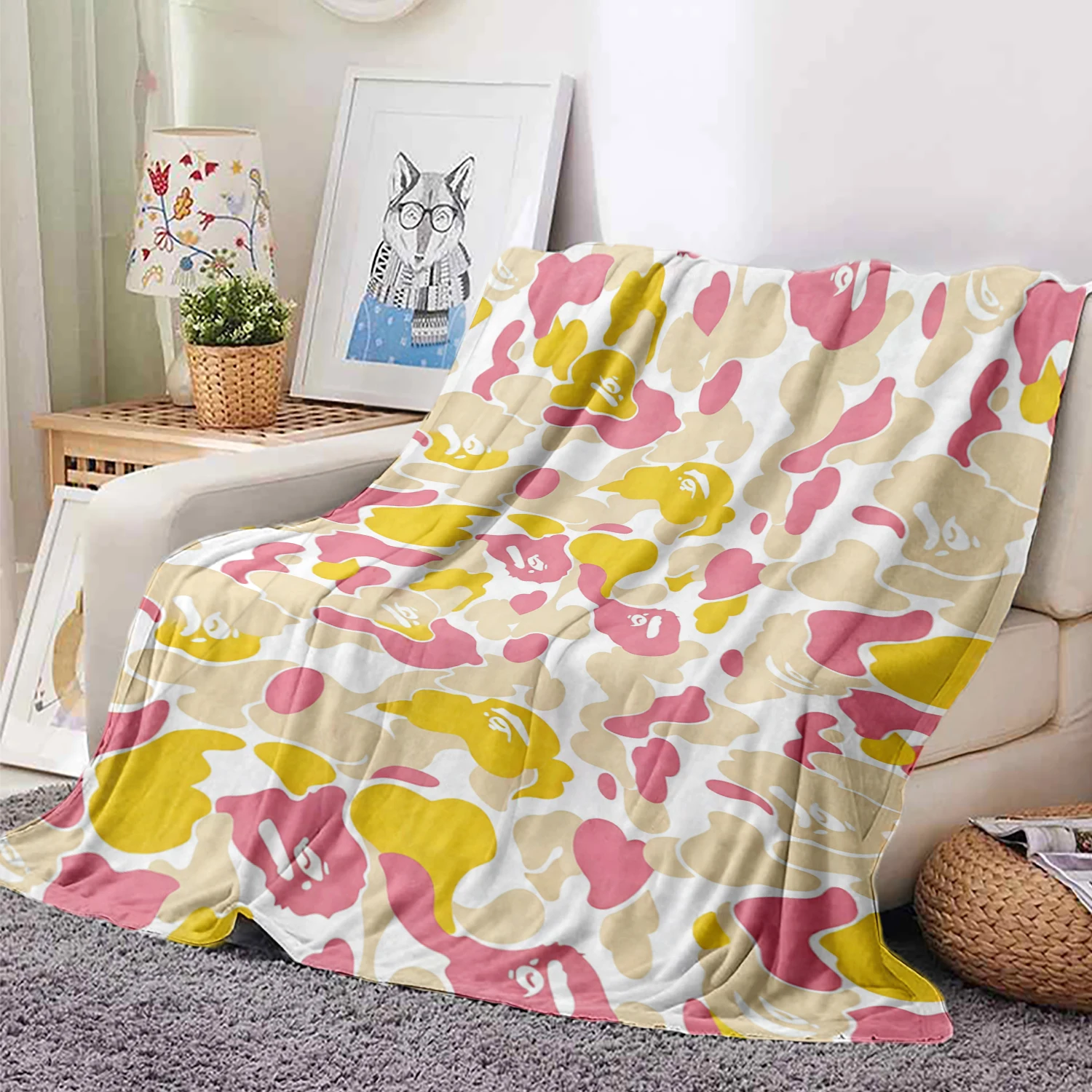 Luxury Comfort Fashion Camouflage Pattern Soft Plush Blanket For Sofa Living Room Office Bedroom Travel Gift Single-Sided
